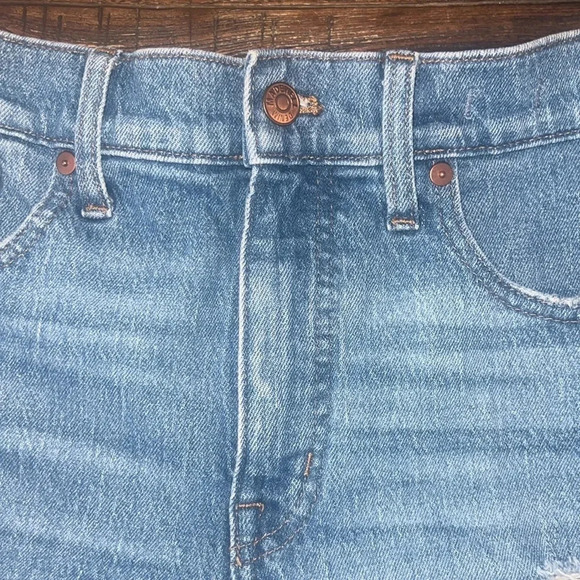 Madewell High Rise Denim Shorts Size 29 Distressed Cuffed Blue Jean Cutoffs - Picture 5 of 9